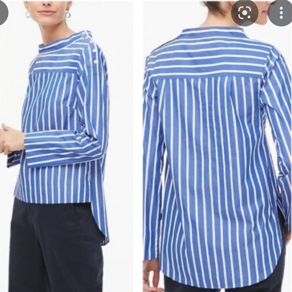 J. Crew striped button shoulder top